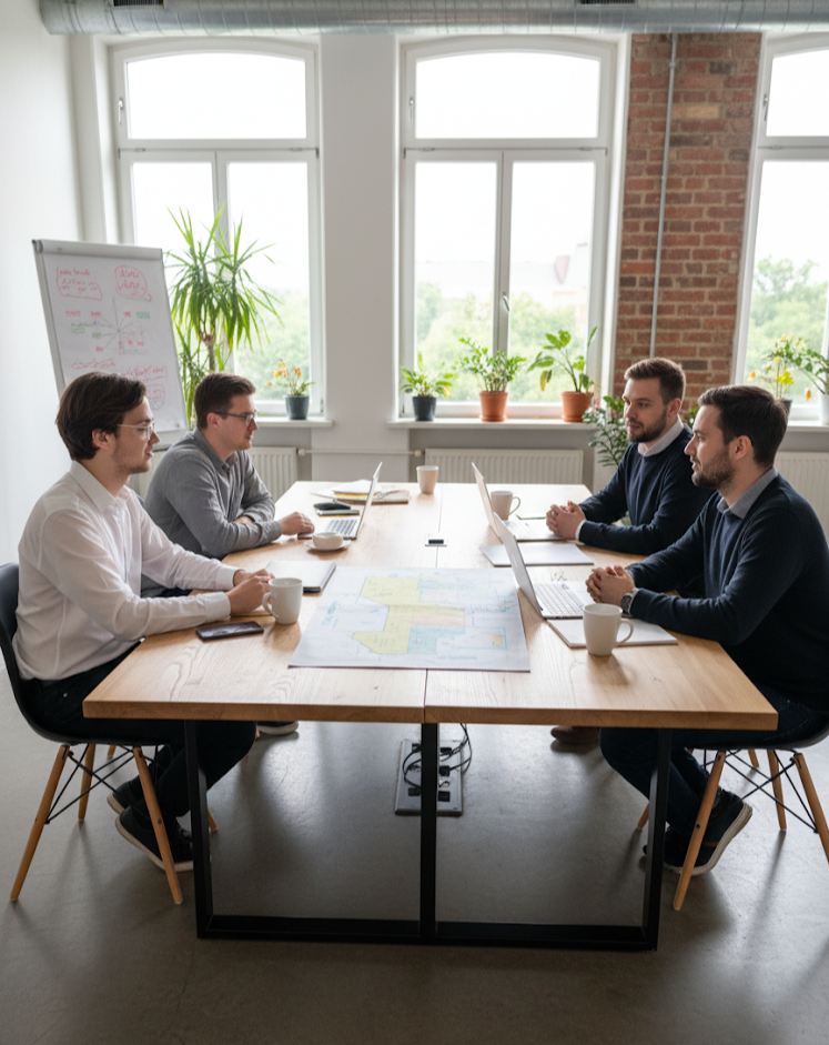 Illustration Team mit Tablet und Sicherheitsbericht